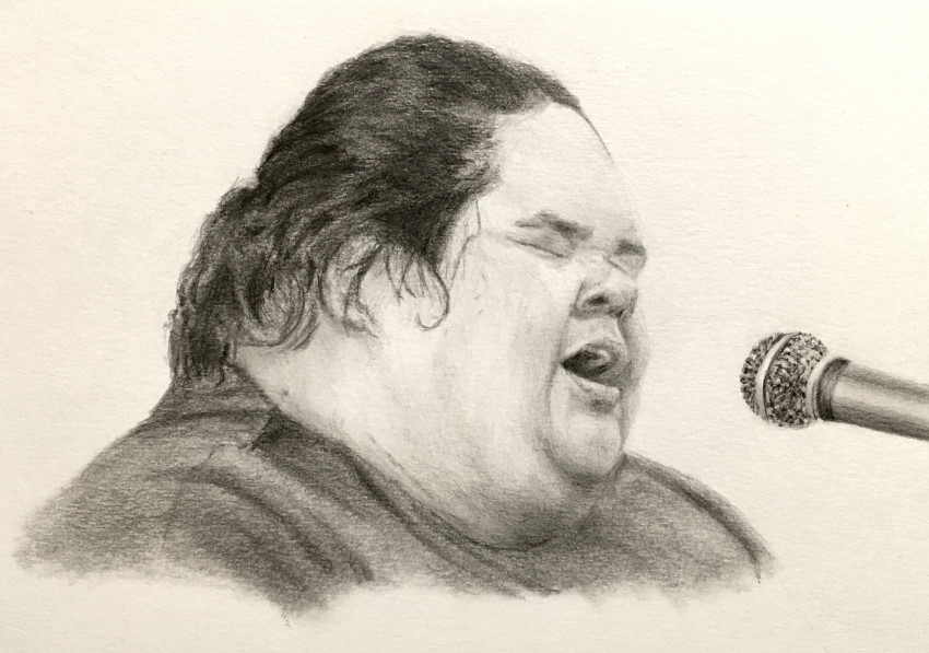 Portrait pencil drawing of IZ, Israel Kamakawiwo ole