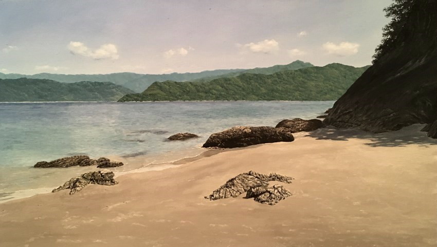 Realistic seashore oil painting