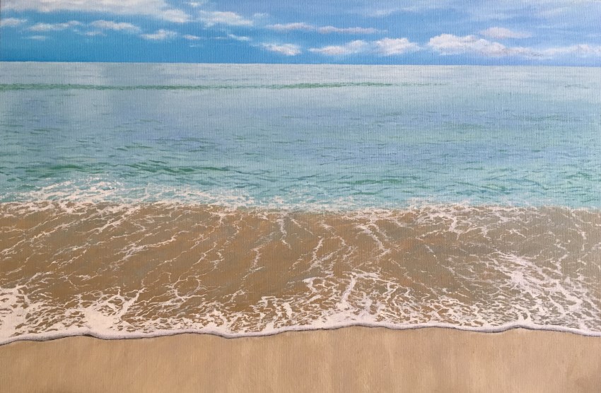 Realistic seashore oil painting