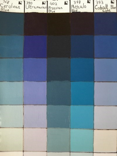Blue oil paints color palette