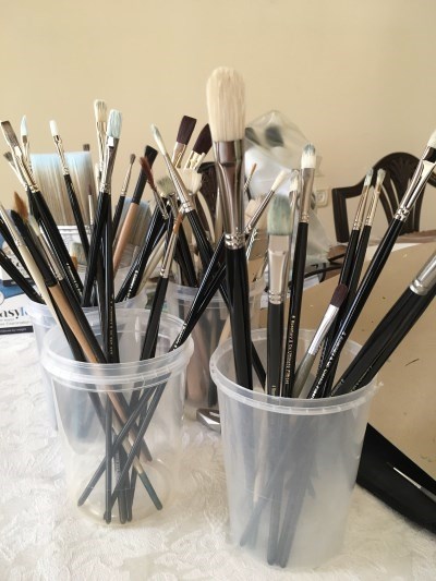 Store paintbrushes with bristles up