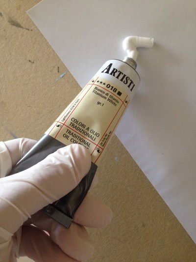 White oil paint tube
