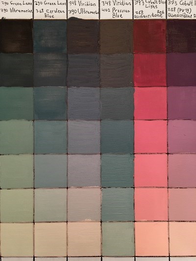 Oil paint color palette