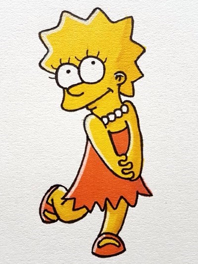 A comics drawing and painting of Lisa Simpson