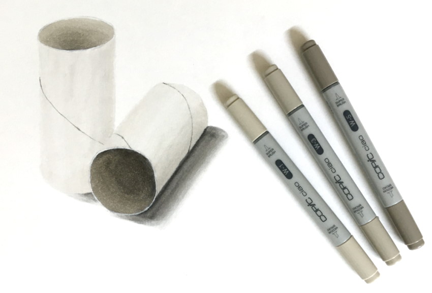 Toilet paper rolls drawing with markers