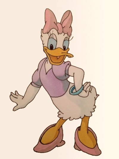 Cartoon drawing and painting, Daisy Duck, Disney