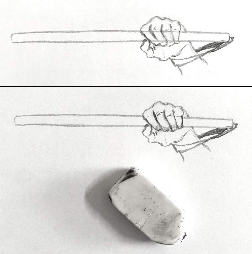 Drawing a hand holding a baton