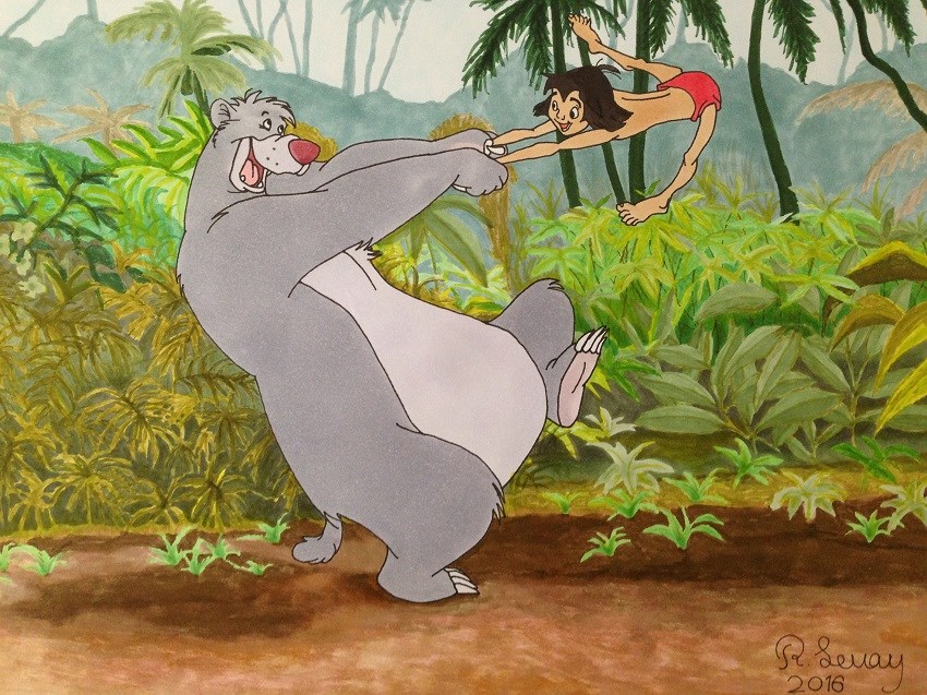 Comics drawing, The Jungle Book, Mowgli & Baloo