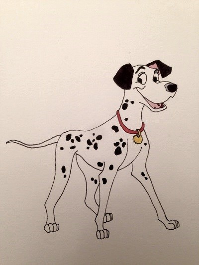 Comics drawing of Pongo from 101 Dalmatians, Disney