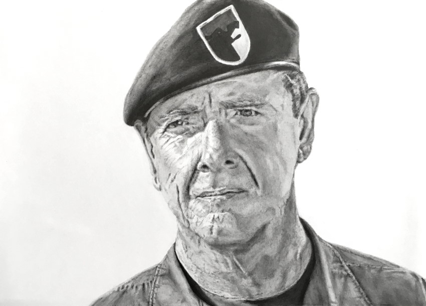 Realistic pencil drawing portrait, Sam Trautman