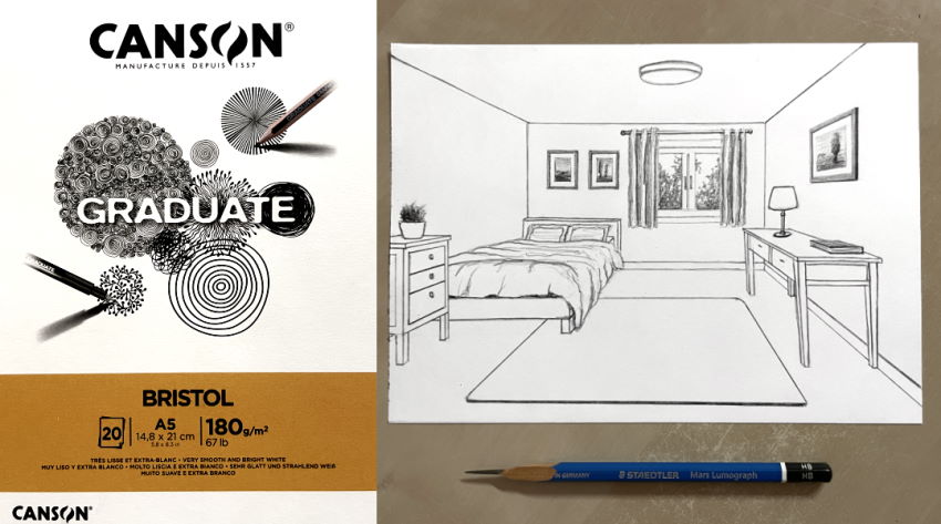 Canson Graduate Bristol paper pad and a drawing in perspective